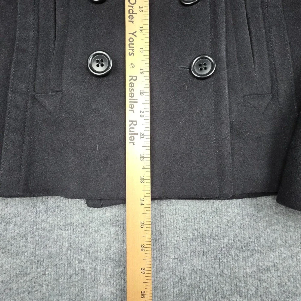 J Crew Wool Pea Coat Women's XS Black Double Breast Six Button Lined Thick - Picture 6 of 9